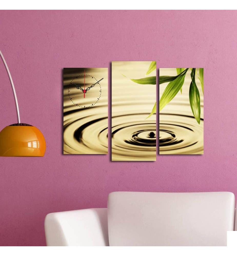 Horloge murale décorative en toile, 3 pièces, multicolore, toile daim