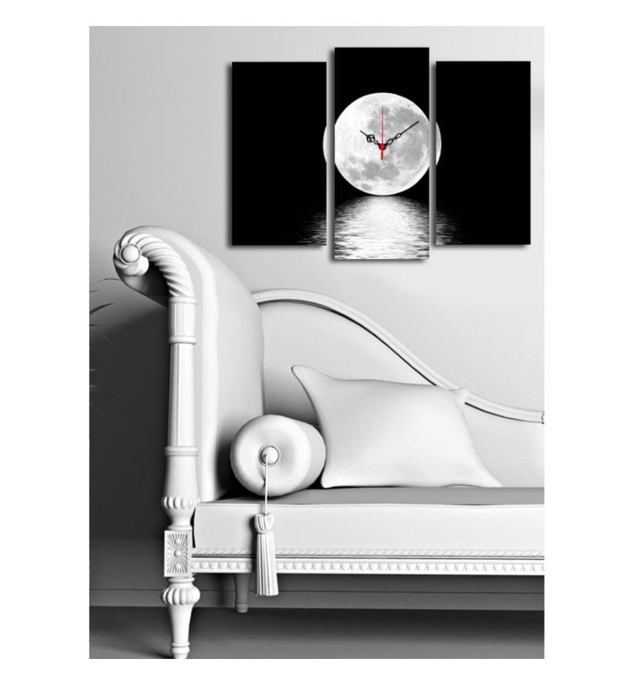 Horloge murale décorative en toile, 3 pièces, multicolore, toile daim