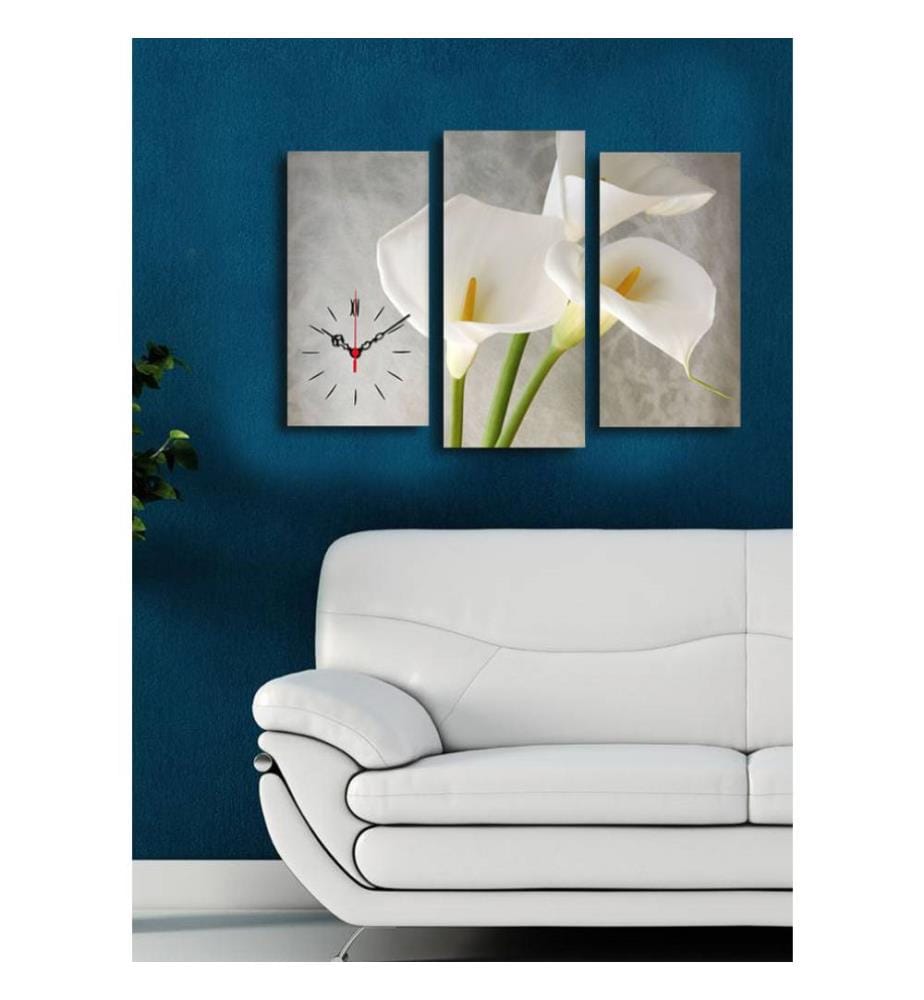 Horloge murale décorative en toile, 3 pièces, multicolore, toile daim