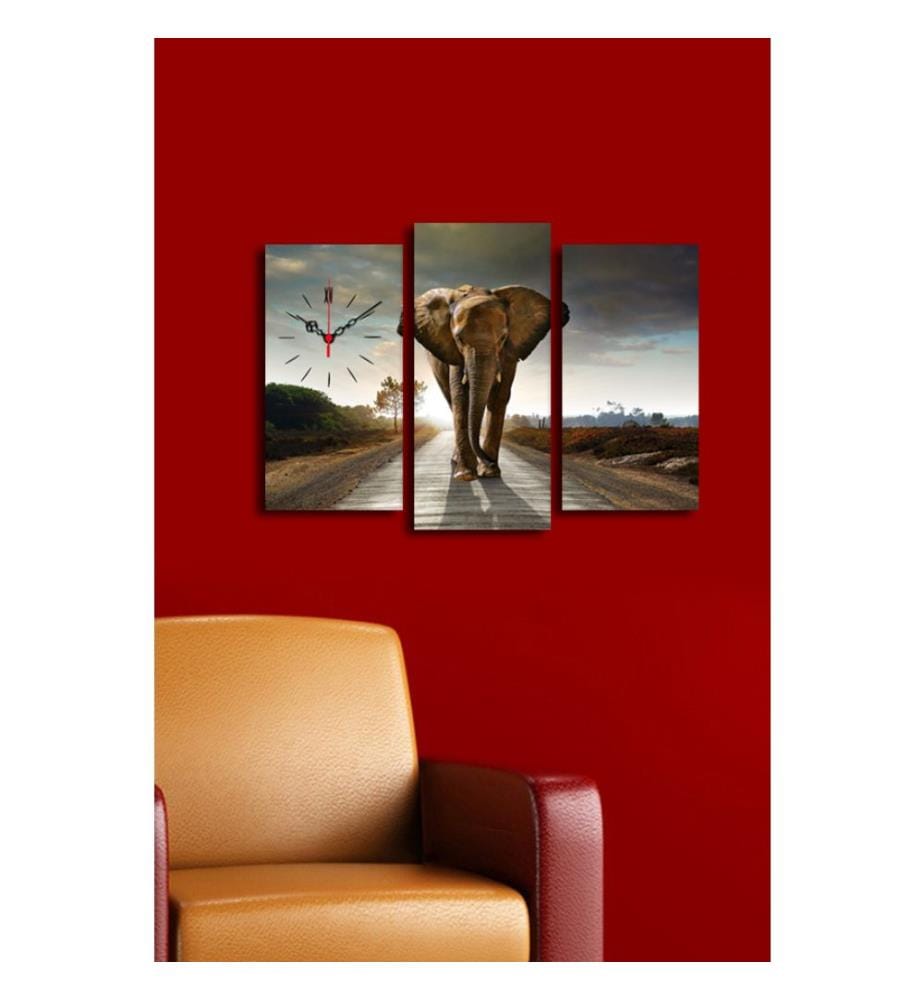Horloge murale décorative en toile, 3 pièces, multicolore, toile daim