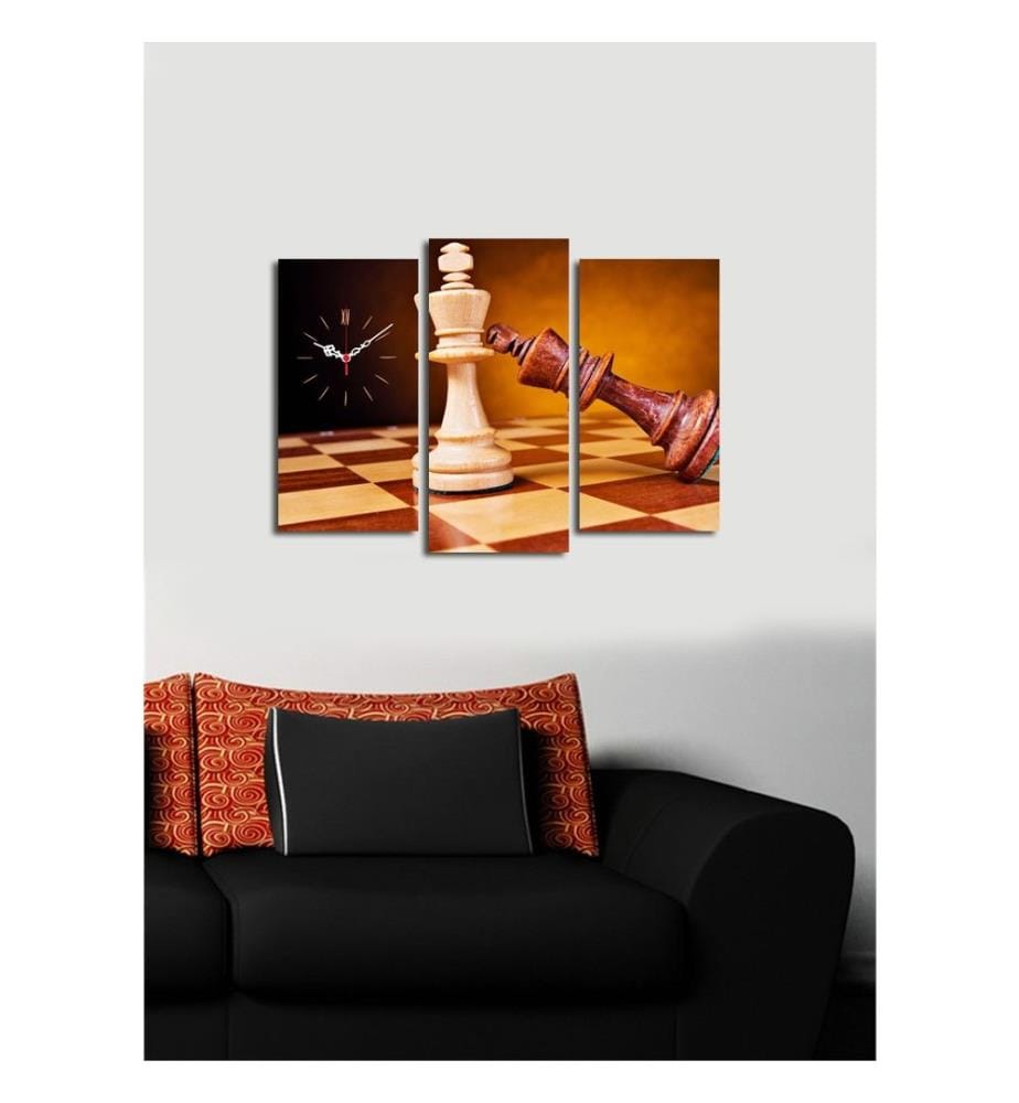 Horloge murale décorative en toile, 3 pièces, multicolore, toile daim