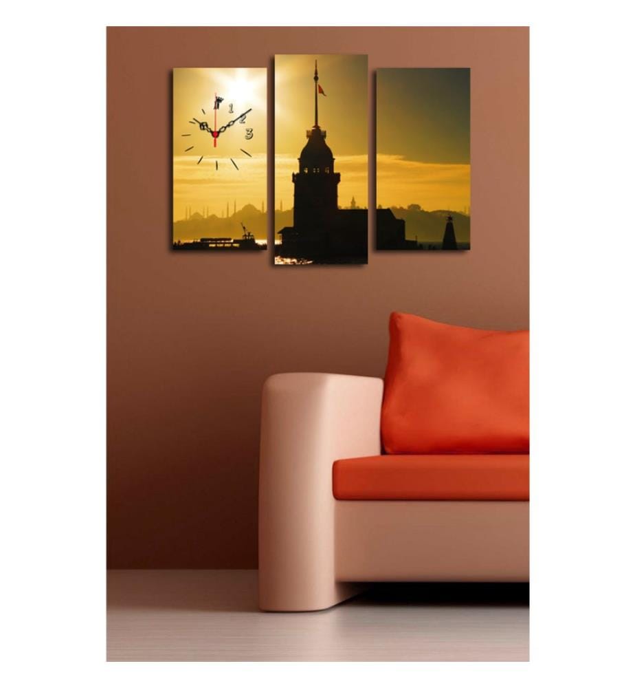 Horloge murale décorative en toile, 3 pièces, multicolore, toile daim