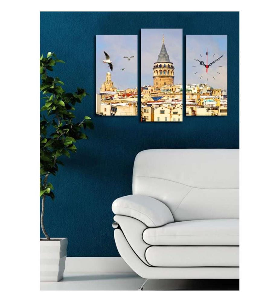 Horloge murale décorative en toile, 3 pièces, multicolore, toile daim