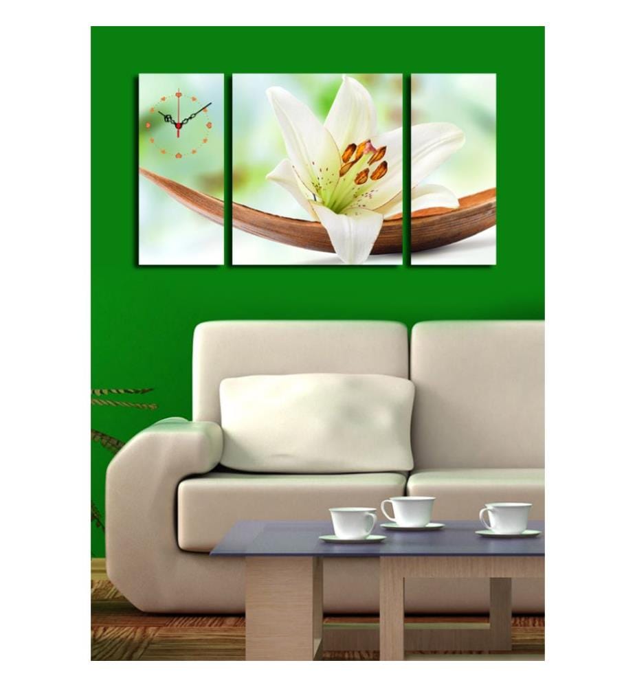 Horloge murale décorative en toile, 3 pièces, multicolore, toile daim
