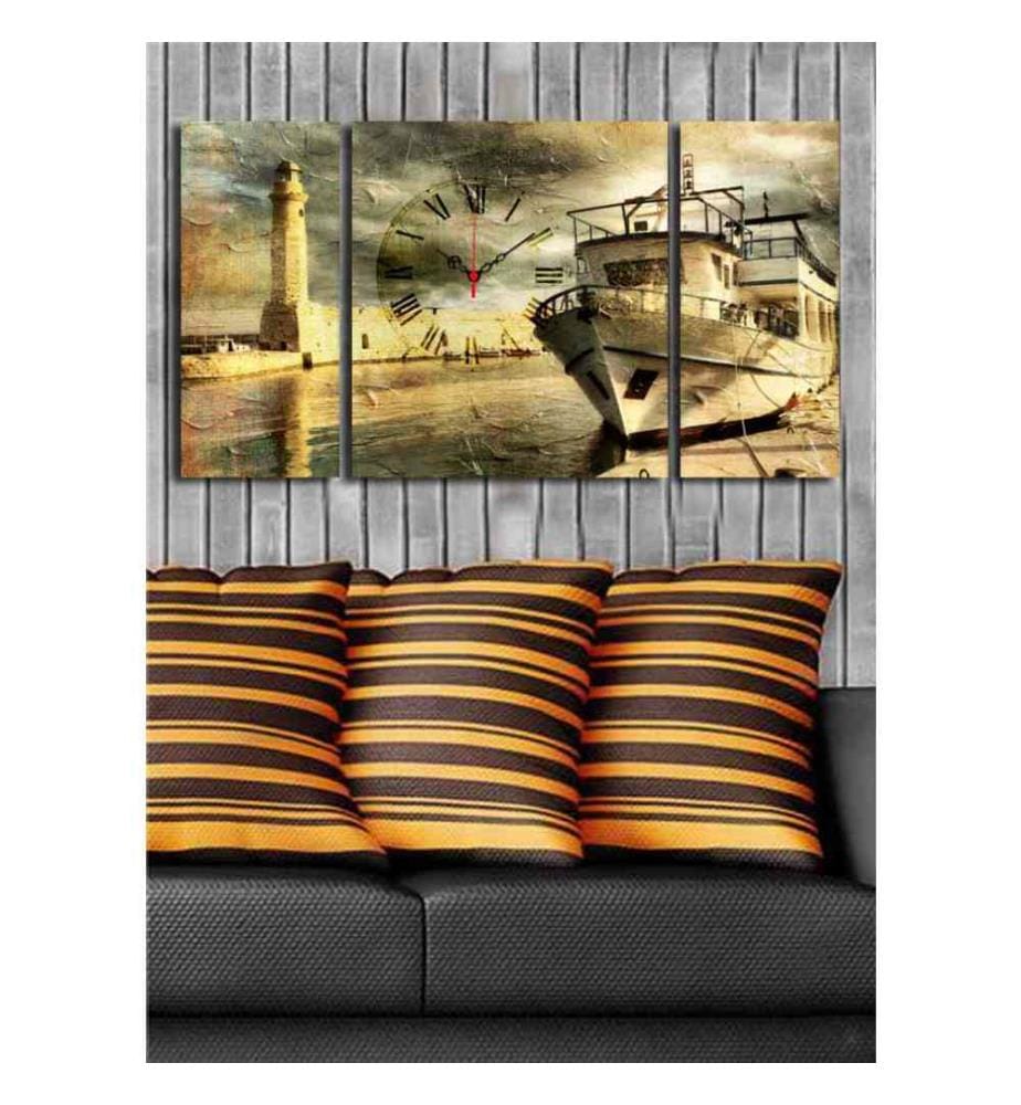 Horloge murale décorative en toile, 3 pièces, multicolore, toile daim