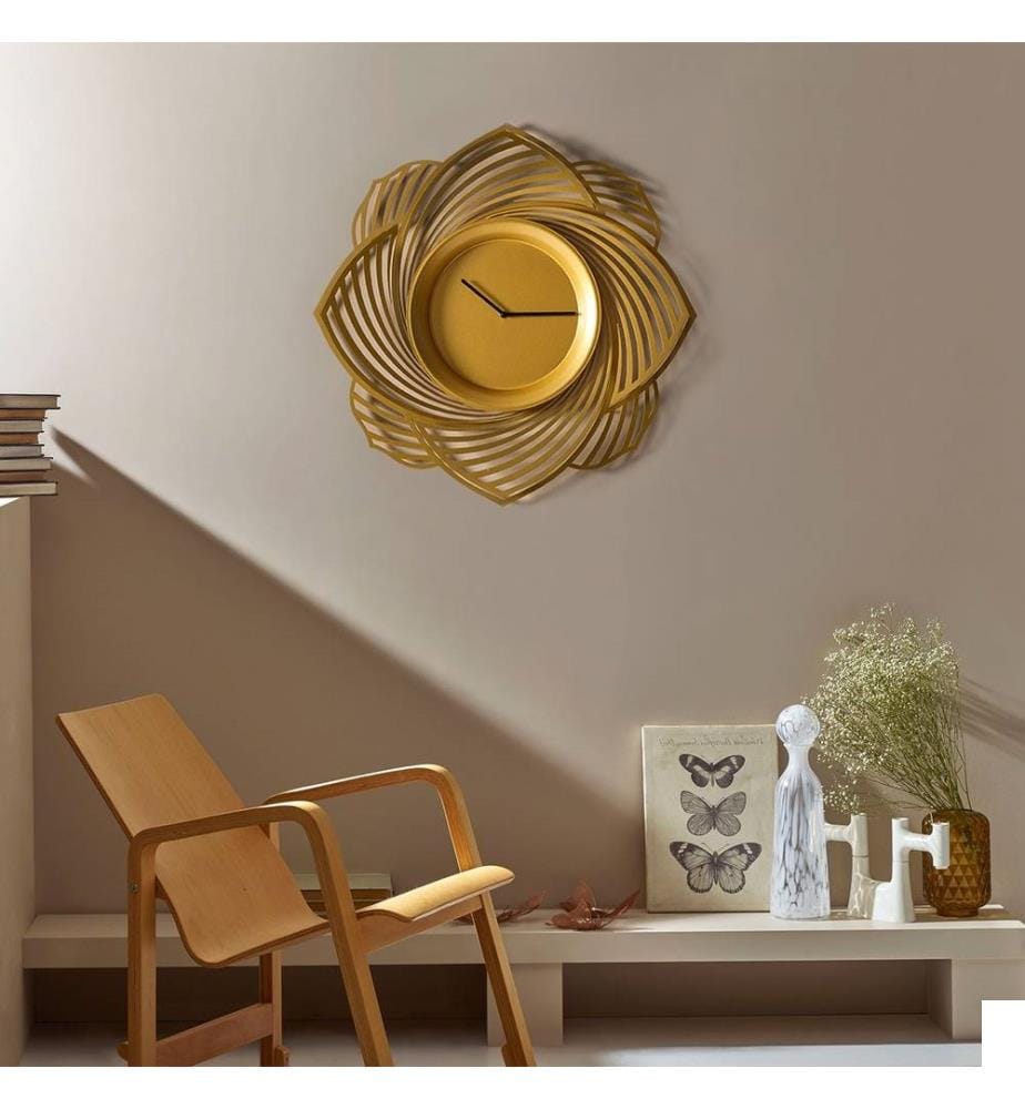 Horloge murale décorative en métal, or, acier