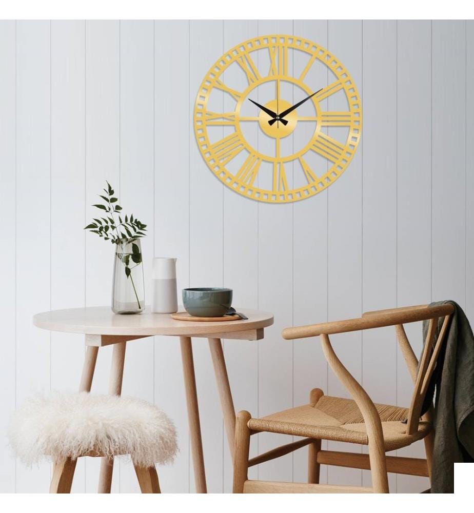 Horloge murale décorative en métal, or, métal