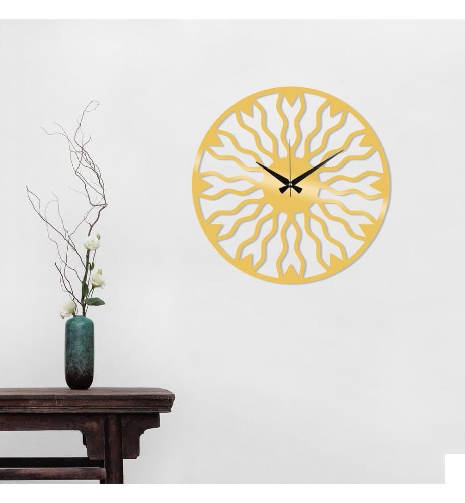 Horloge murale décorative en métal, or, métal