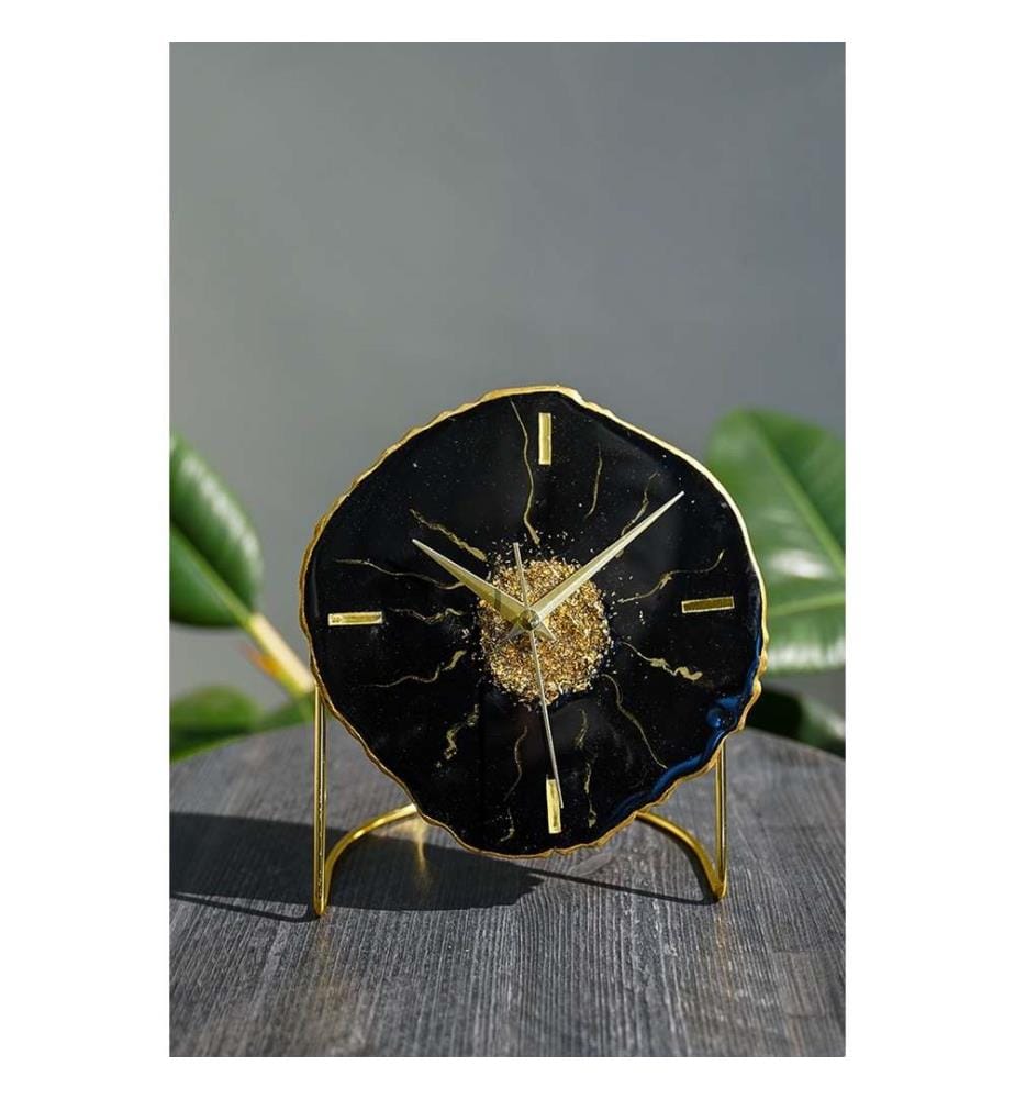 Horloge décorative, noir, or, 100% époxy