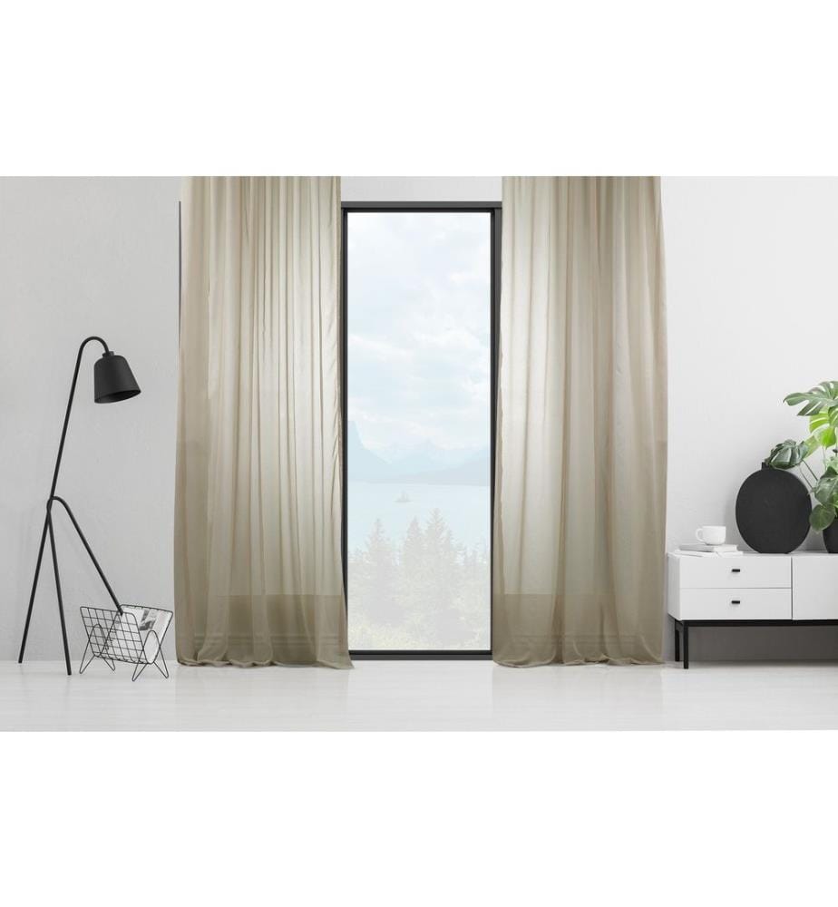 Rideau transparent, Beige, 100% Polyester, Faux Soie Crepe Chiffen