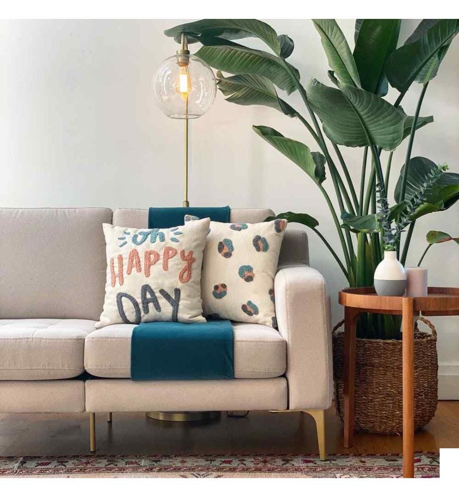 Ensemble de housses de coussin, 2 pièces, menthe, poudre, rose, gris, tissu : 20% lin - 80% Pes