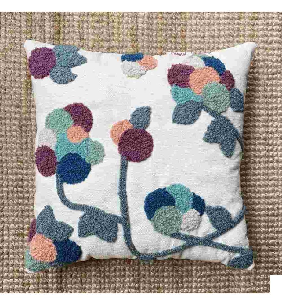 Housse de coussin, Violet, Vert amande, Rose, Bleu marine, Menthe, Tissu : 20% Lin - 80% Pes