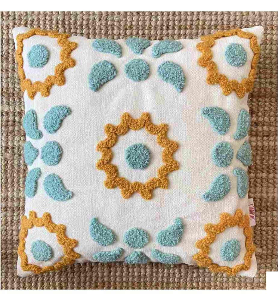 Housse de coussin, Mustard, Mint, Blue, Tissu : 20% Lin - 80% Pes