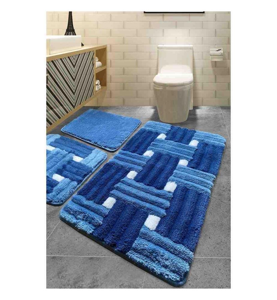 Set de tapis de bain en acrylique, 3 pièces, multicolore, 100% acrylique