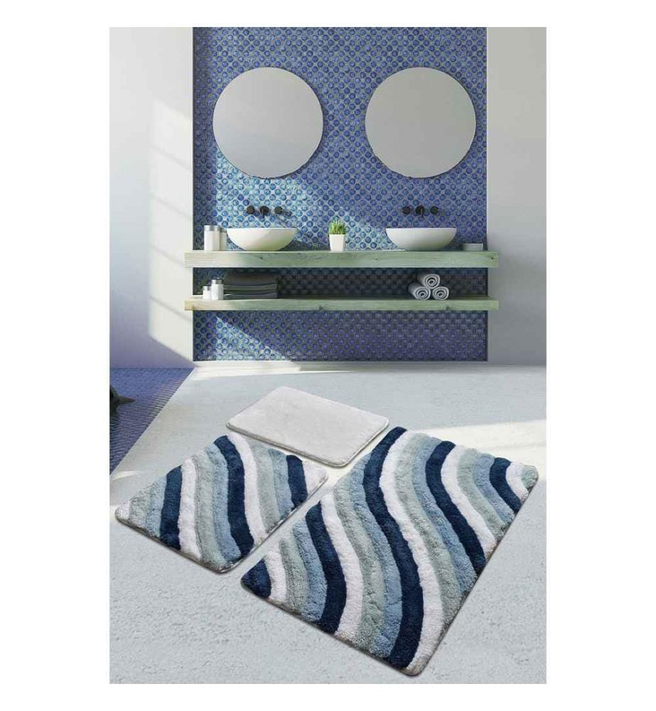 Set de tapis de bain en acrylique, 3 pièces, multicolore, 100% acrylique