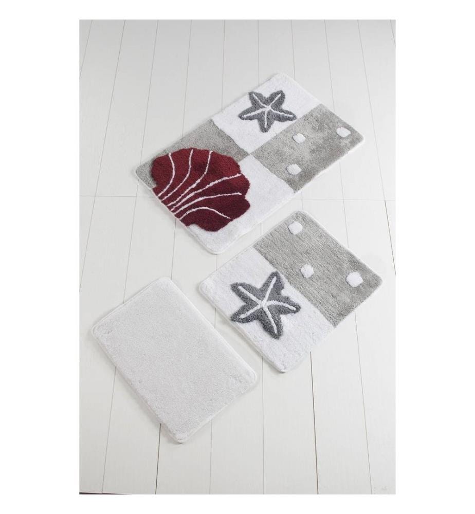 Set de tapis de bain en acrylique, 3 pièces, multicolore, 100% acrylique
