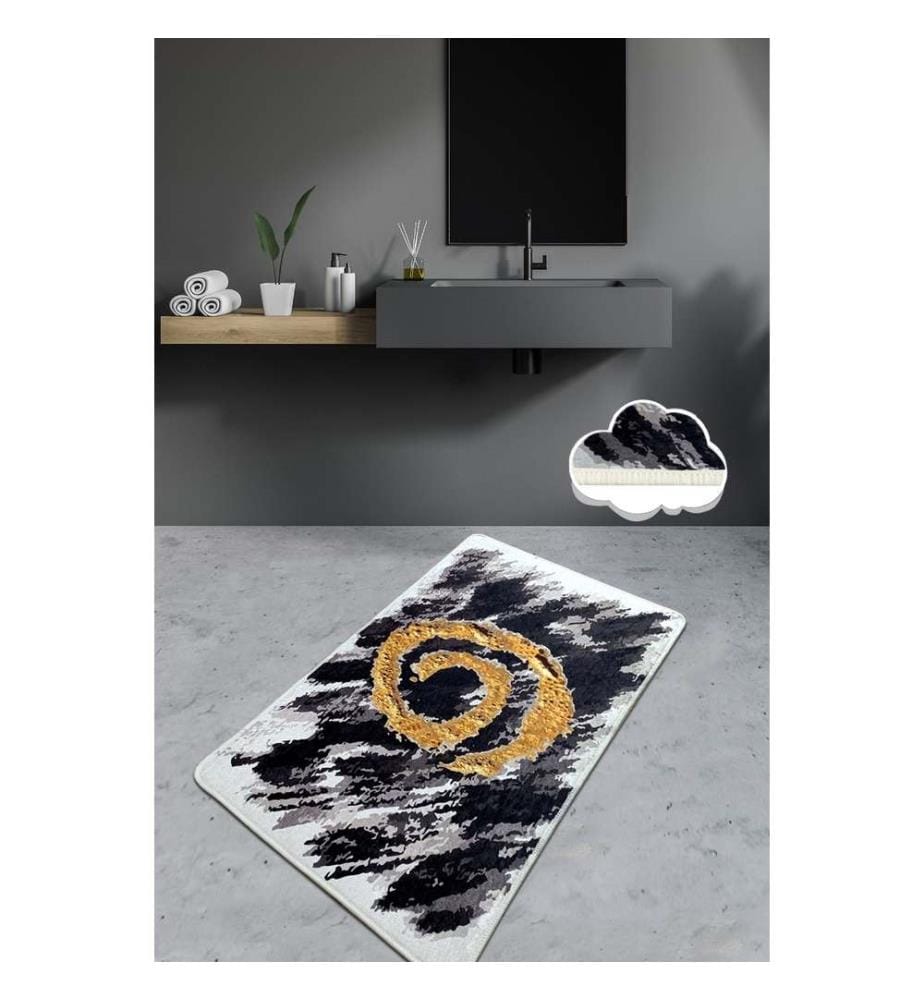 Tapis de bain, noir, blanc, or, 100% polyester