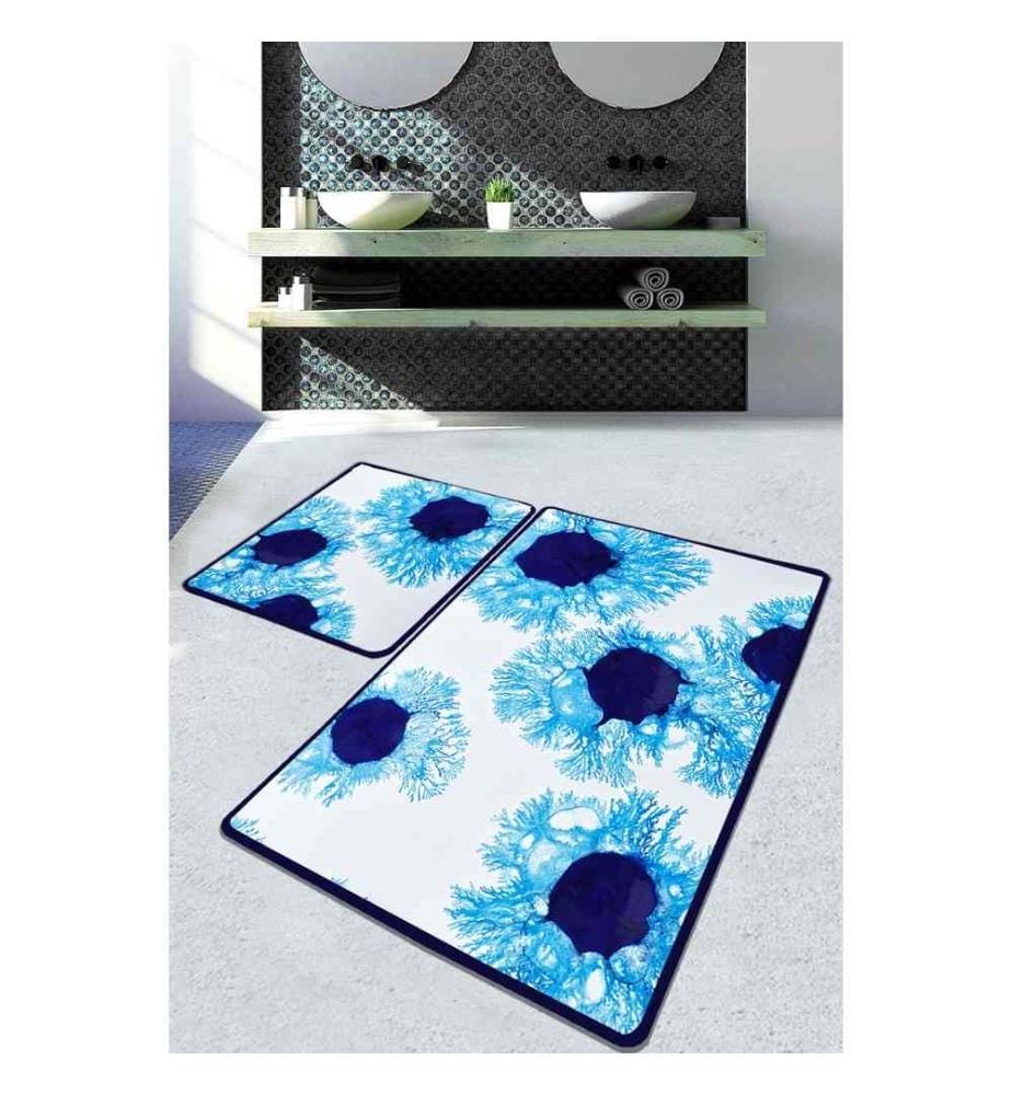 Set de tapis de bain, 3 pièces, Multicolore, 100% Polyester