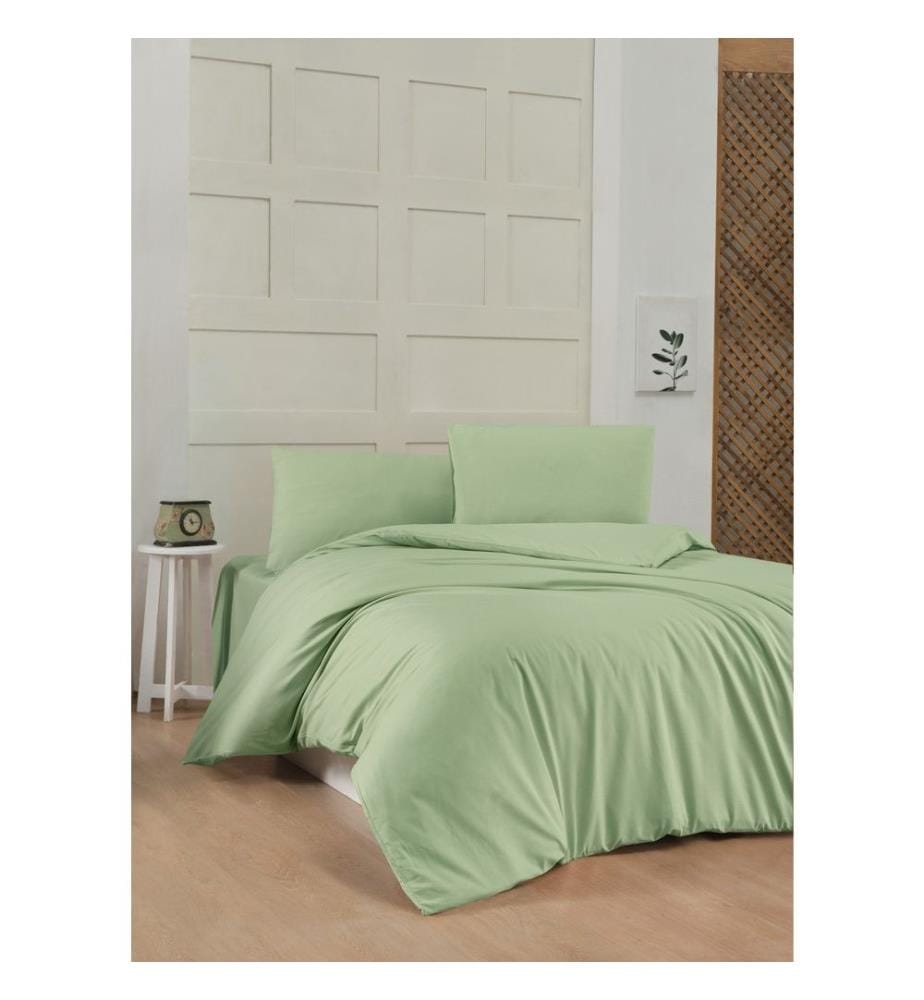Ranforce Super King Quilt Cover Set, Light Green, Cotton Ranforce, 117gr-m²,