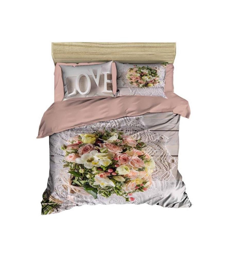 Ensemble de housses de couette King, Powder Grey Yellow, face supérieure de la housse de couette et de la taie d'oreiller en polyester microsatin, face inférieure de la housse de couette et de la taie d'oreiller en coton