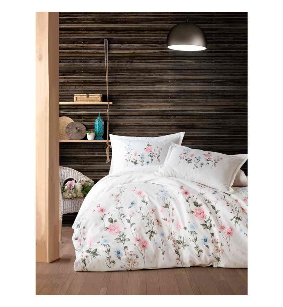 Ranforce Single Quilt Cover Set, Powder, 100% Cotton Ranforce