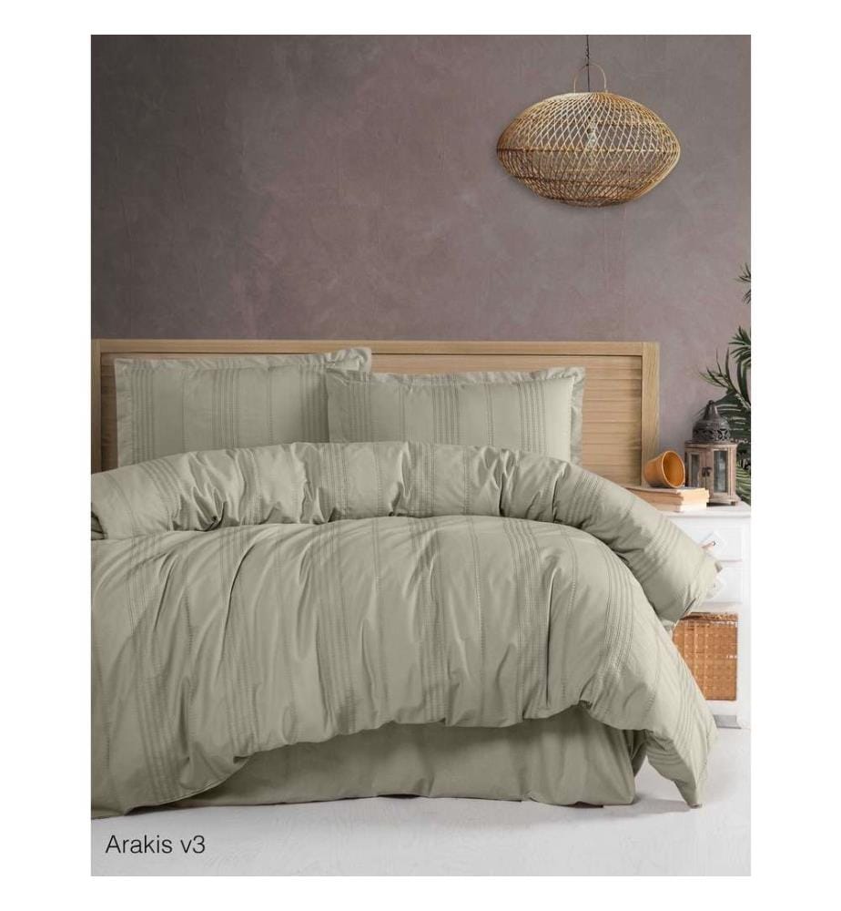 Ranforce King Quilt Cover Set, Light Green, 100% Cotton Ranforce