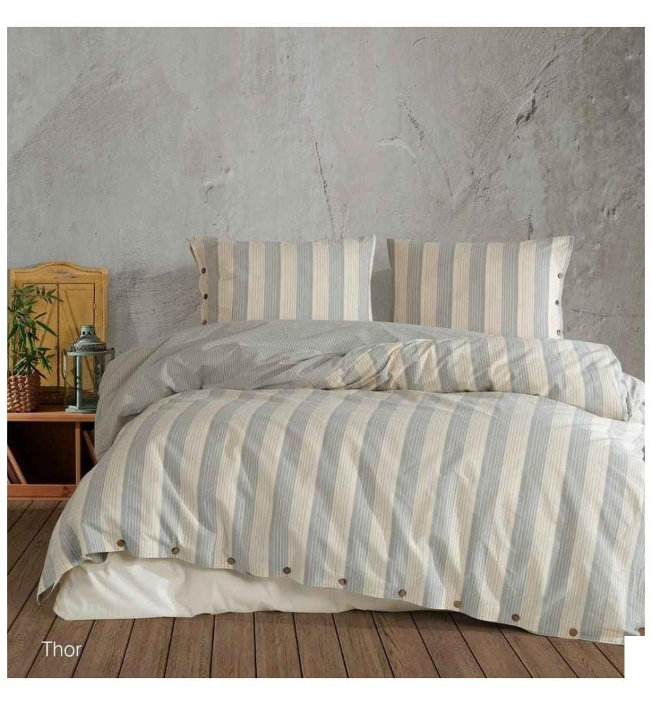 Ensemble de housses de couette King, crème, bleu clair, 100% coton