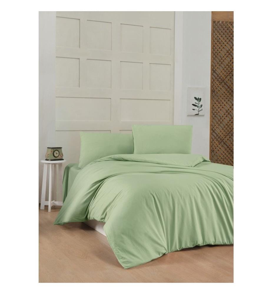 Ranforce Single Quilt Cover Set, Light Green, 100% Cotton Ranforce