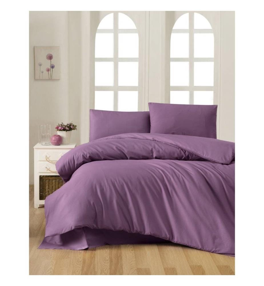Ranforce King Quilt Cover Set, Purple, 100% Cotton Ranforce