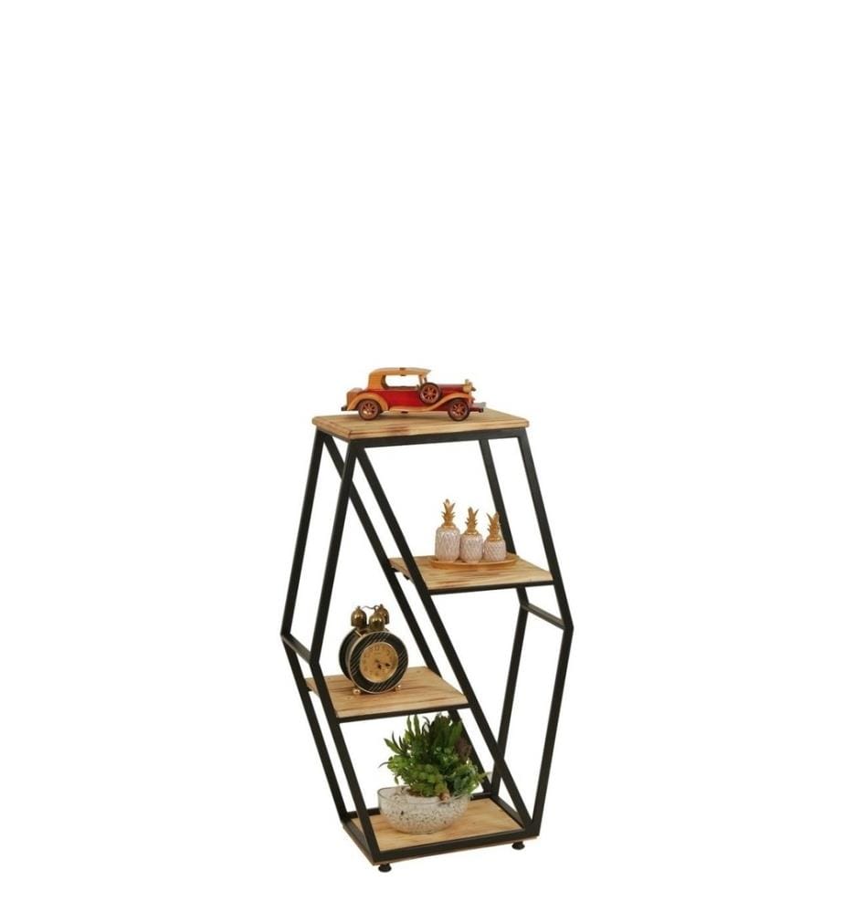 Table d'appoint, chêne, hêtre, cadre métallique