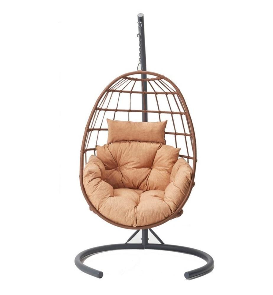 Garden Single Swing Chair, Cappuccino Coffee, structure métallique, tissu polyester
