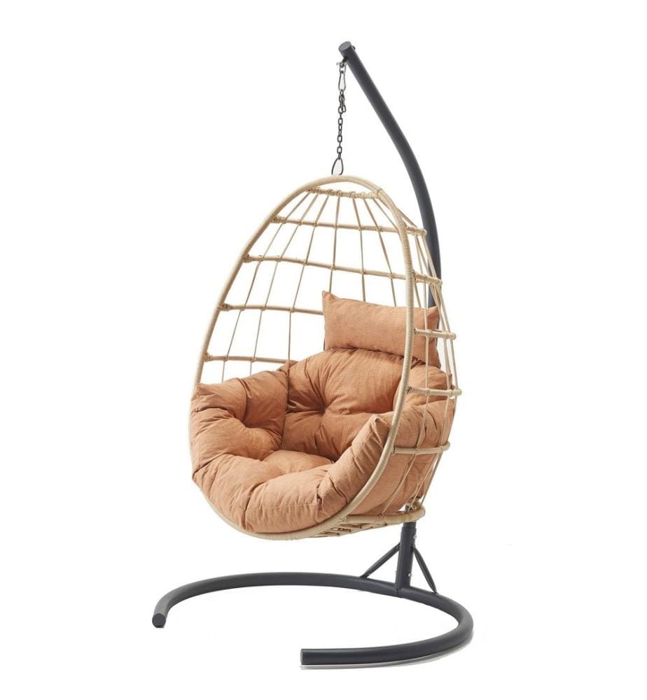 Garden Single Swing Chair, Cream Cappuccino, structure métallique, tissu polyester