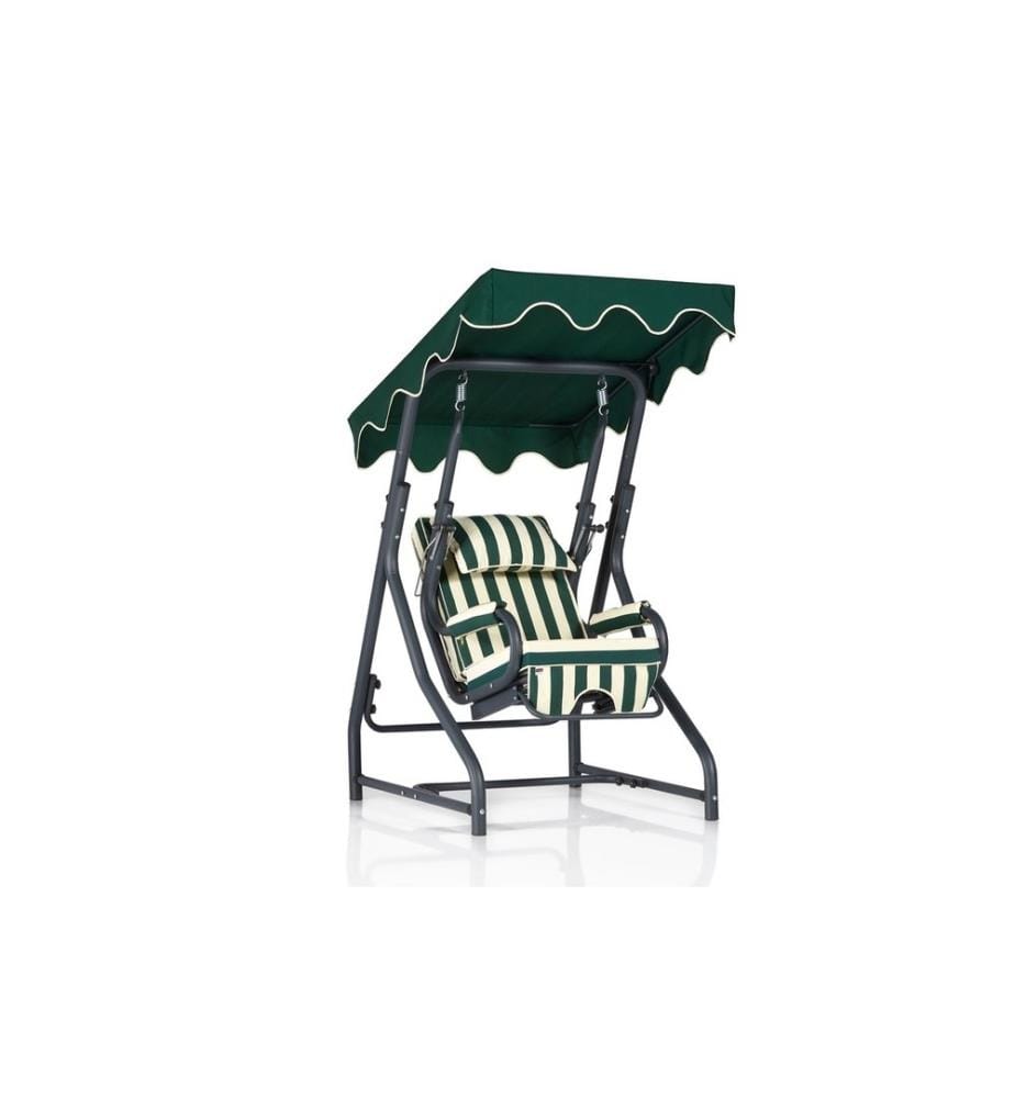 Chaise balançoire simple de jardin, multicolore, structure en métal, tissu polyester