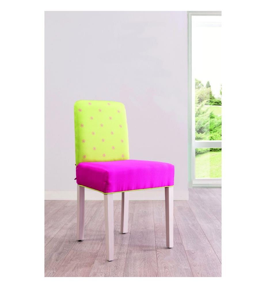 Chaise, multicolore, cadre et pieds en hêtre, revêtement en tissu polyester