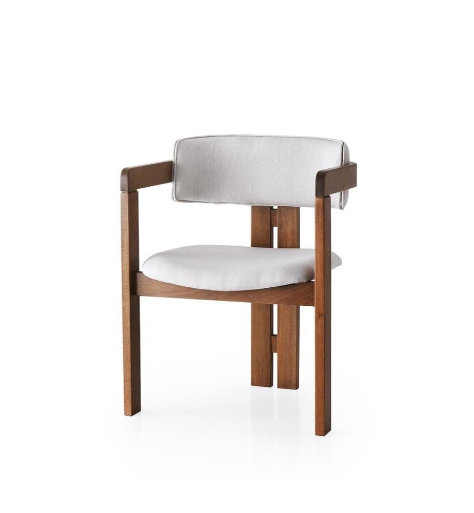 Chaise, noyer crème, structure en bois - assise en contreplaqué