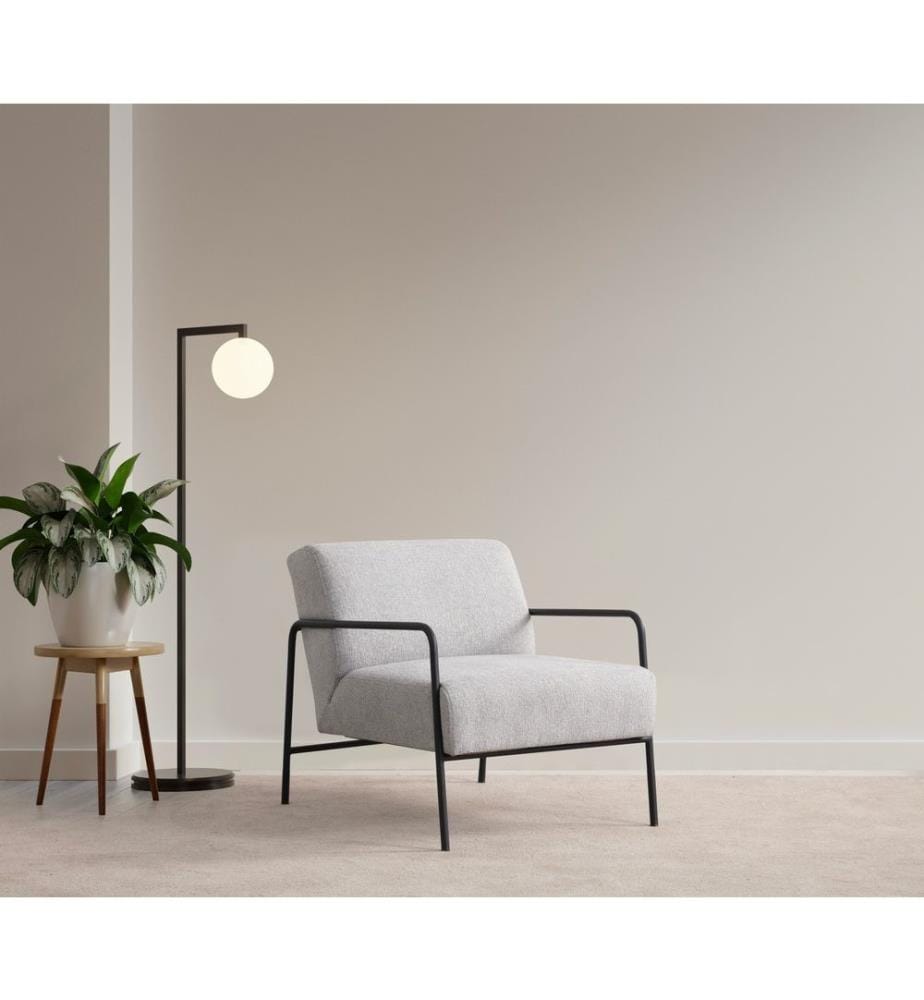 Chaise Wing, Gris, Cadre : Bois de hêtre - aggloméré, Tissu : 100% polyester