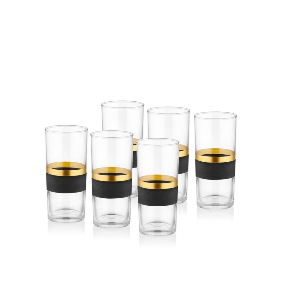 Set de verres, 6 pièces, or noir, verre
