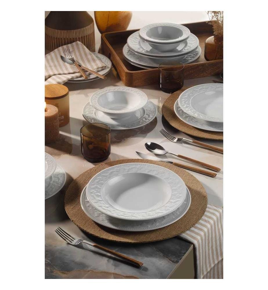 Service de table, 16 pièces, blanc, 100% porcelaine