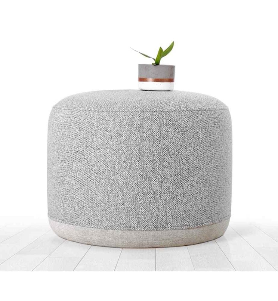 Pouf, Light Grey, Linen