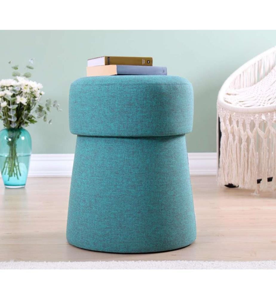 Pouf, bleu, 50% coton - 50% lin