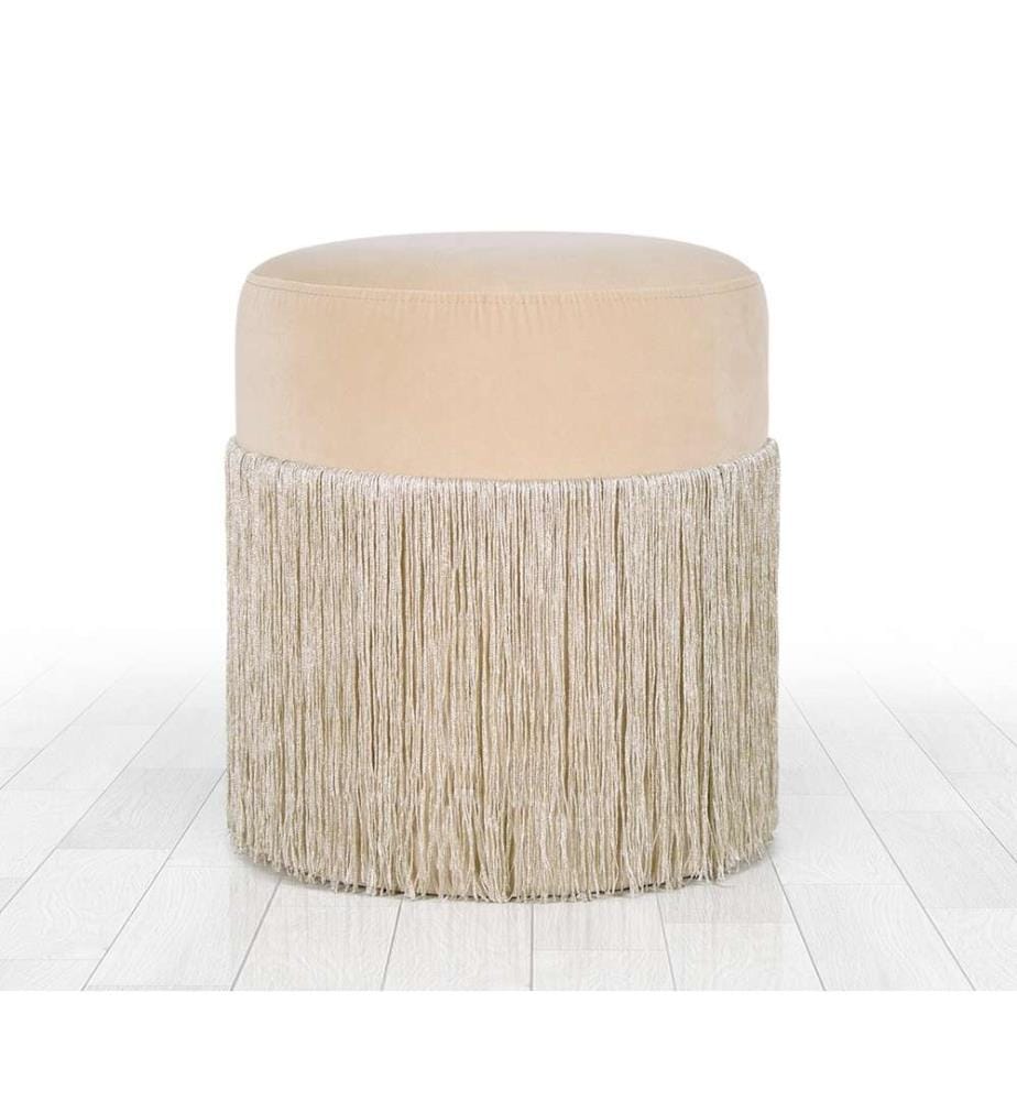 Pouf, crème, velours
