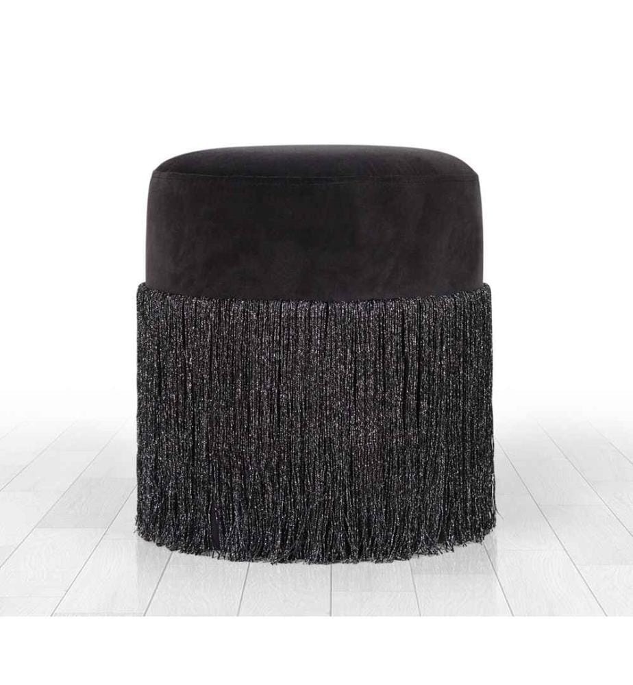 Pouf, noir, velours