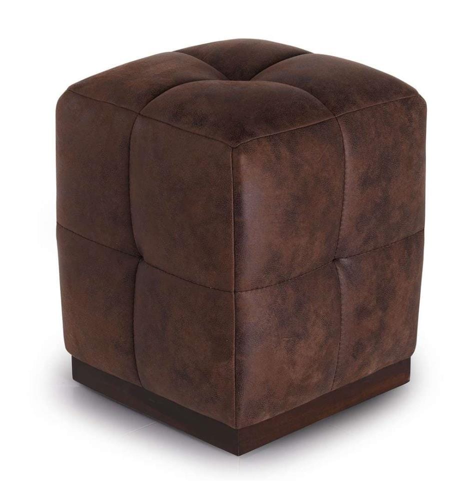Pouf, marron, structure en bois, tissu nubuck
