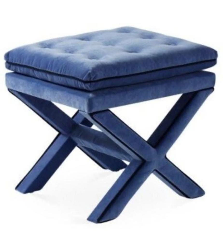 Pouf, Bleu, Cadre : MDF, Tissu : Babyface
