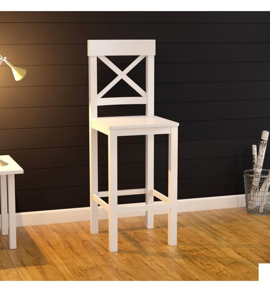 Tabouret, blanc, bois massif