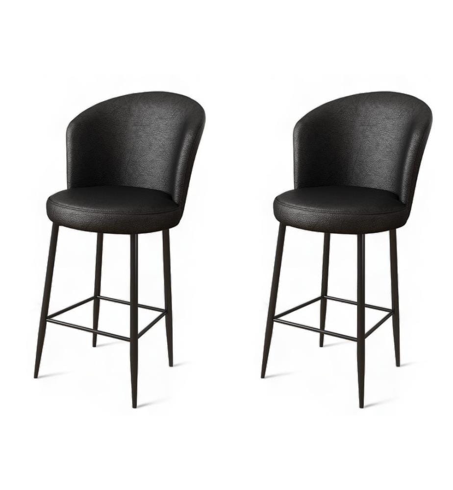 Ensemble de tabourets de bar, 2 pièces, noir, cadre : Métal, Tissu : Faux cuir