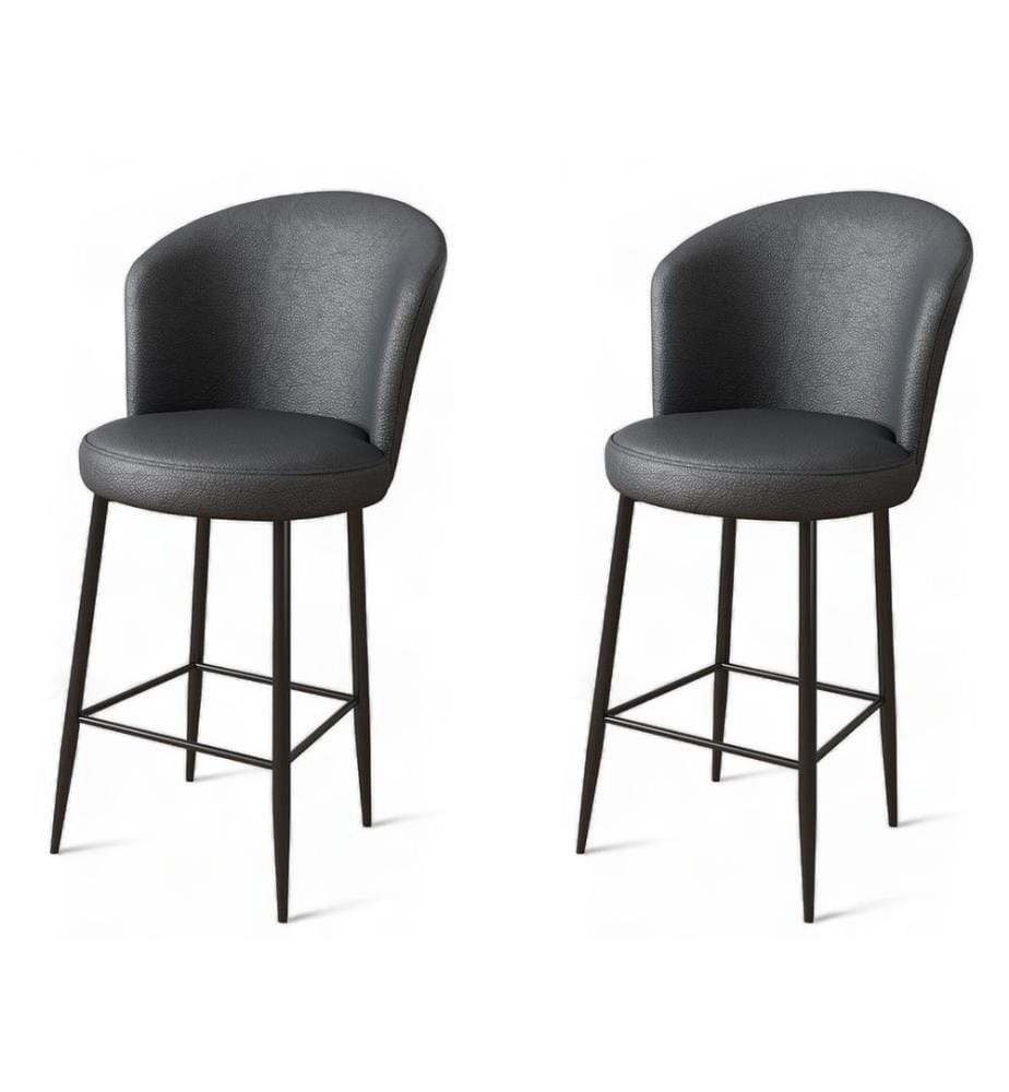 Ensemble de tabourets de bar, 2 pièces, anthracite, noir, châssis : Métal, Tissu : Faux cuir