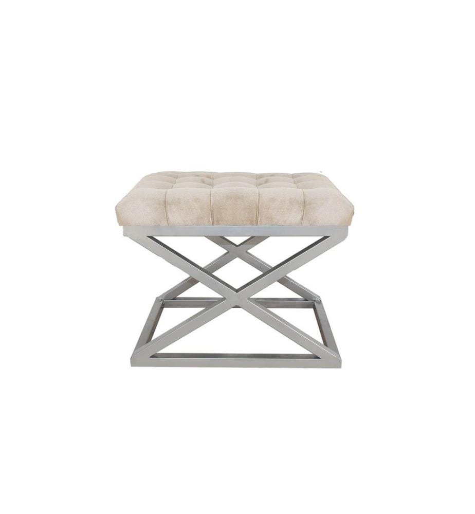 Pouf, argent, crème, cadre : 100% métal, tissu : 100% polyester Babyface
