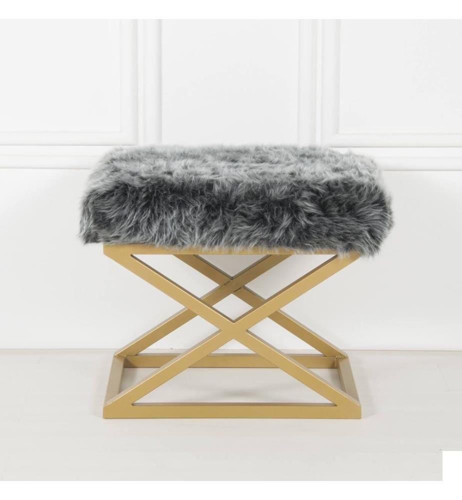 Pouf, or, gris, cadre : 100% métal, tissu : 100% polyester Babyface