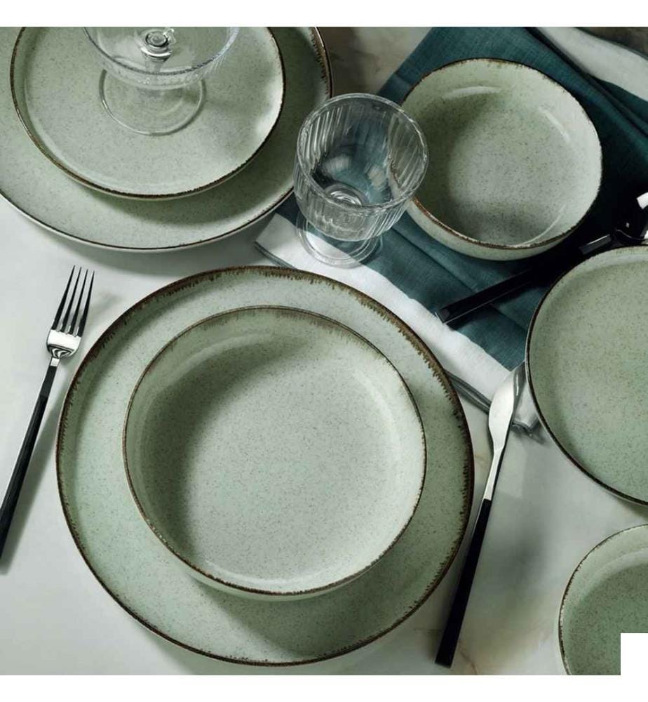 Service de table, 24 pièces, vert, porcelaine